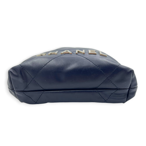C22 Shoulder Bag Mini Blue in Calfskin, Silver hardware