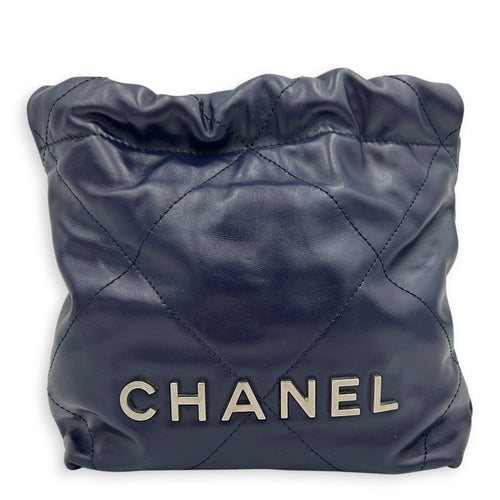C22 Shoulder Bag Mini Blue in Calfskin, Silver hardware