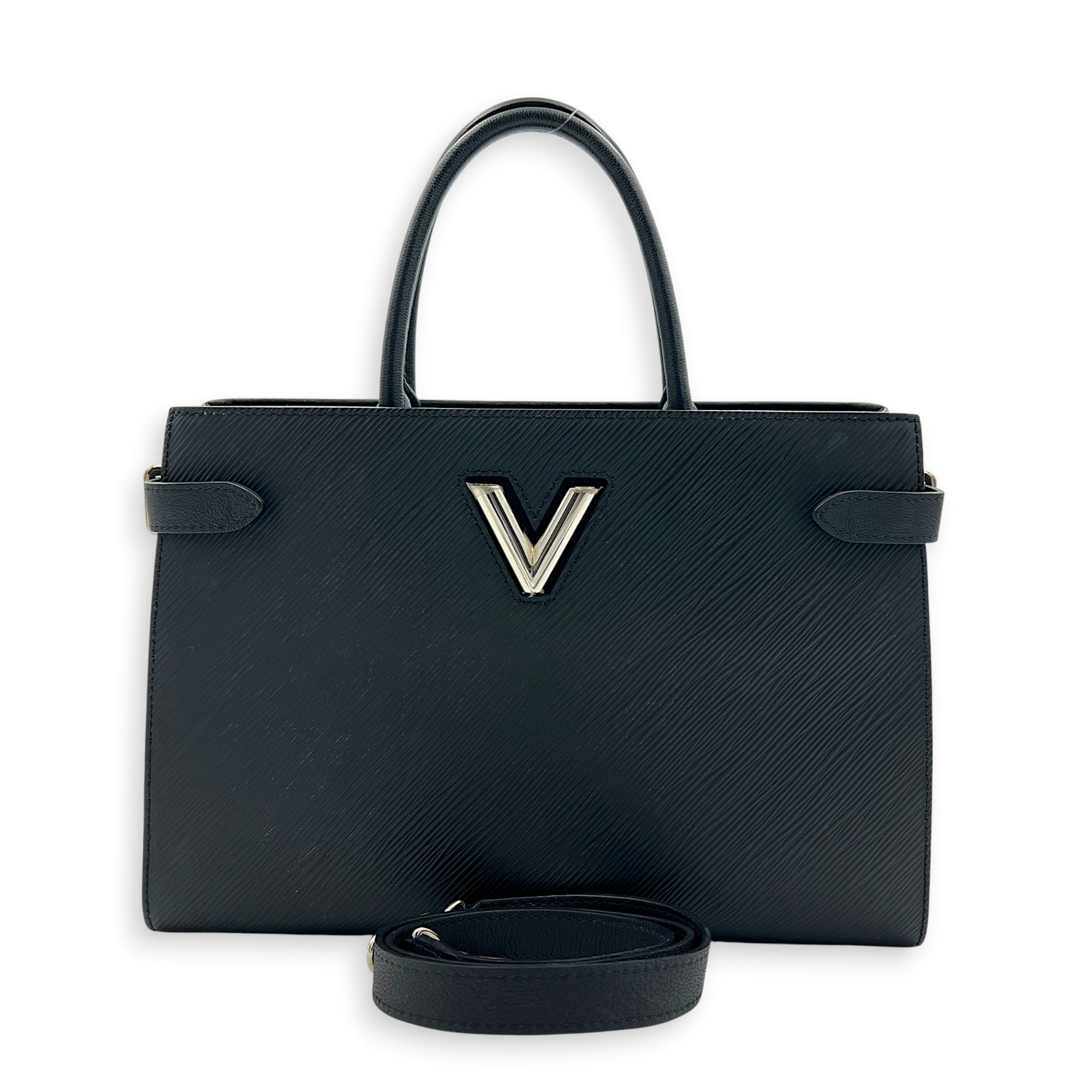 Twist Tote Bag Black in Epi Leather, Silver hardware