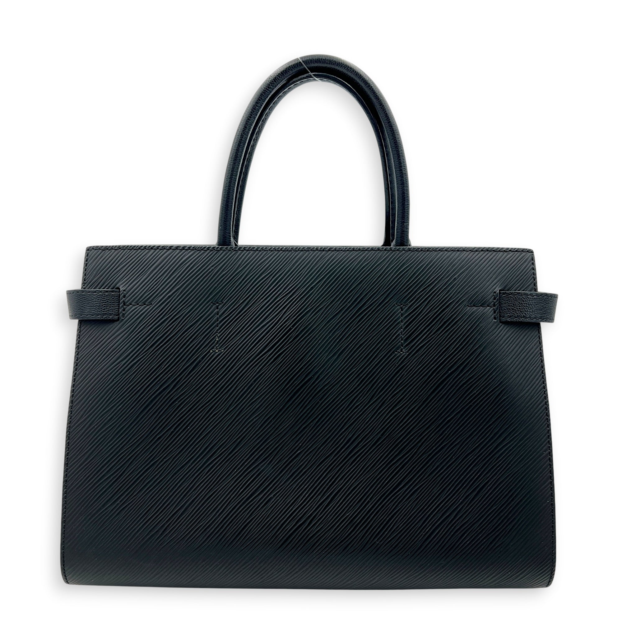 Twist Tote Bag Black in Epi Leather, Silver hardware