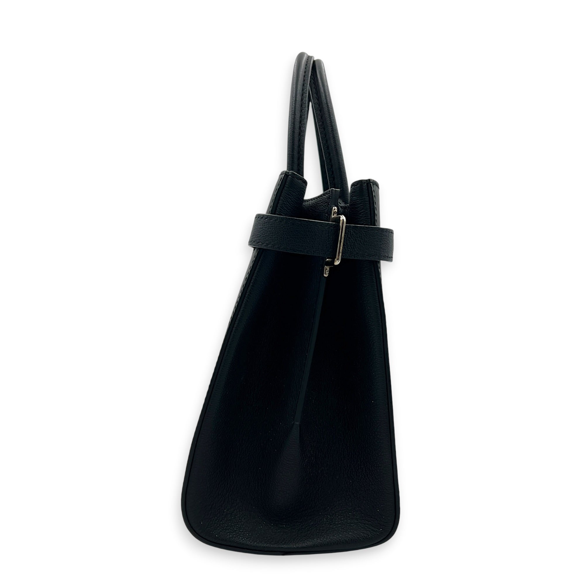 Twist Tote Bag Black in Epi Leather, Silver hardware