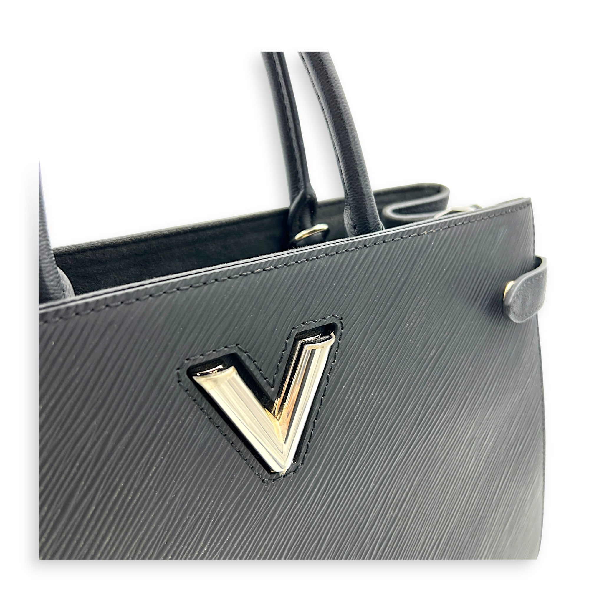 Twist Tote Bag Black in Epi Leather, Silver hardware