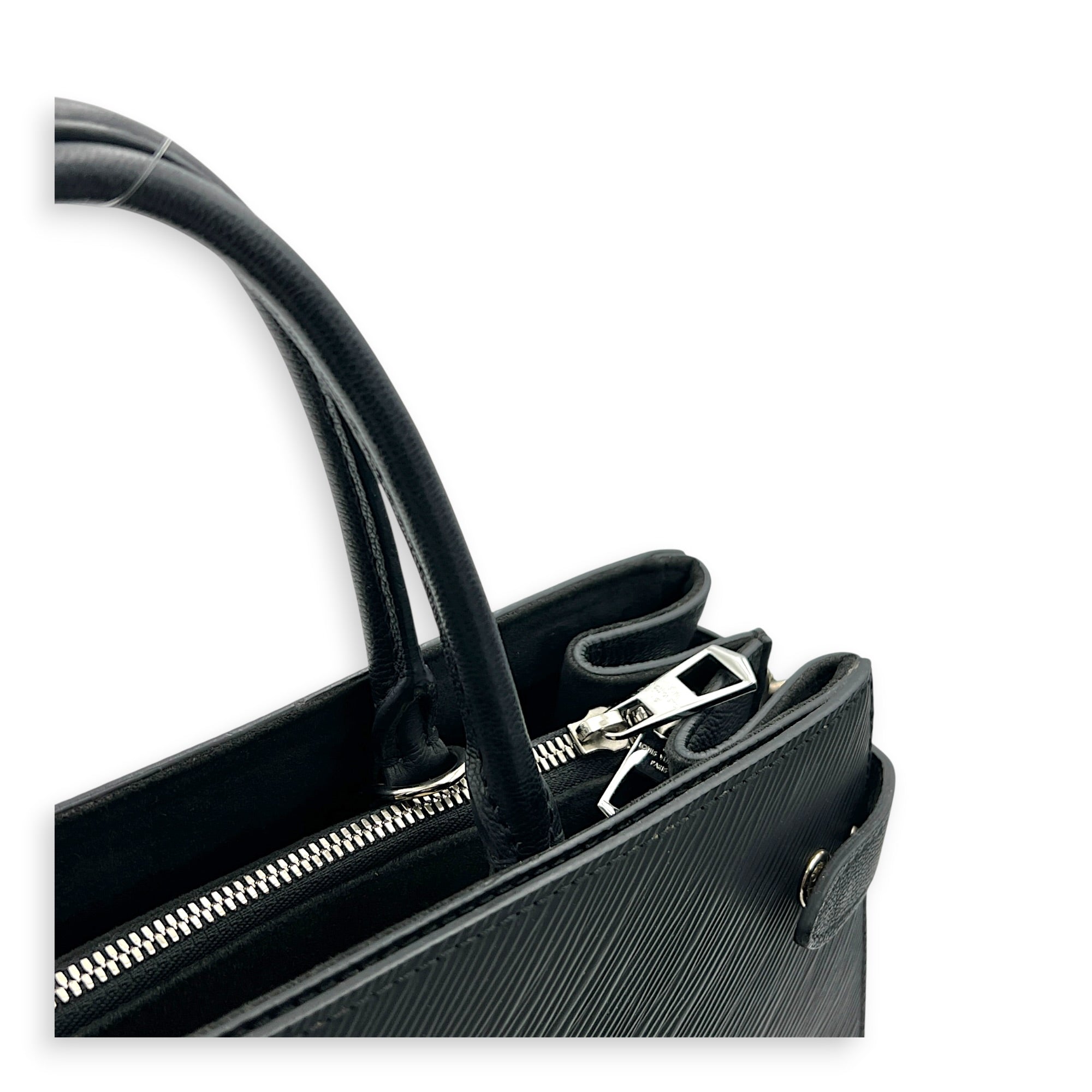 Twist Tote Bag Black in Epi Leather, Silver hardware