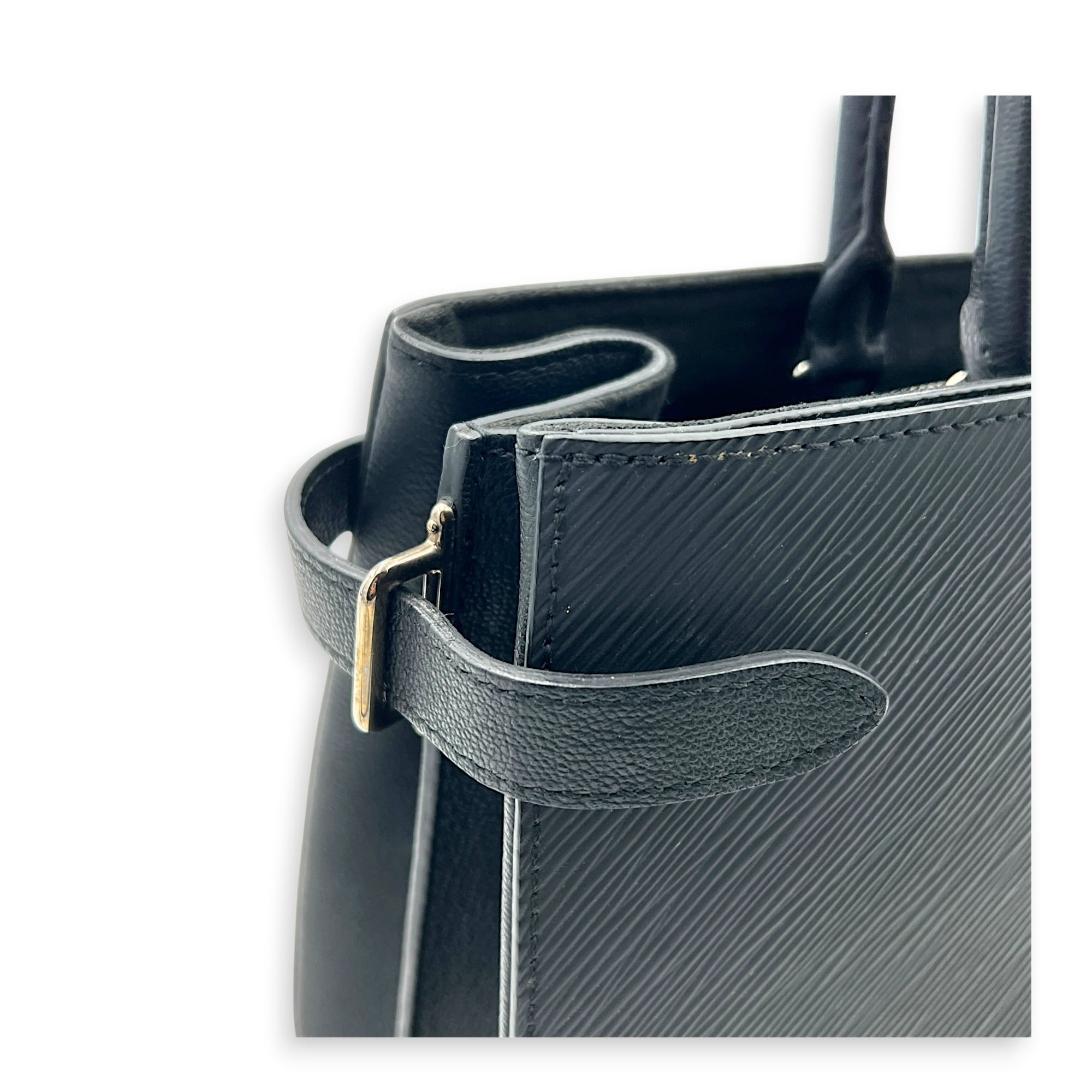 Twist Tote Bag Black in Epi Leather, Silver hardware