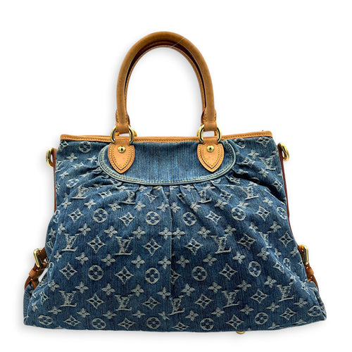 Cabby Top Handle Bag Blue in Denim, Gold hardware