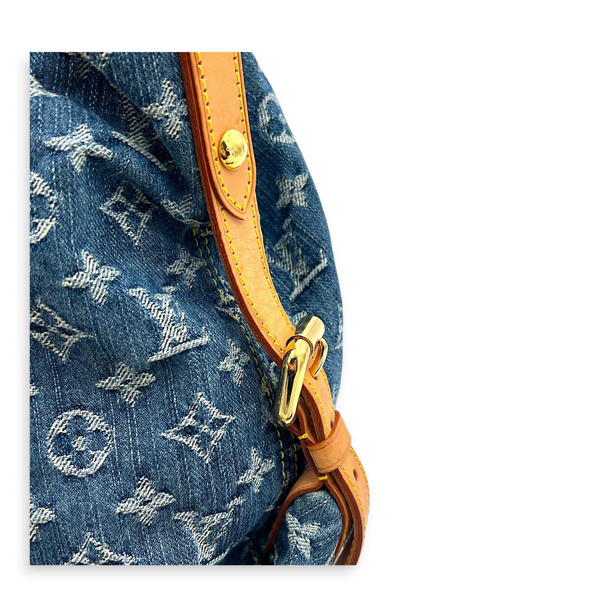 Cabby Top Handle Bag Blue in Denim, Gold hardware
