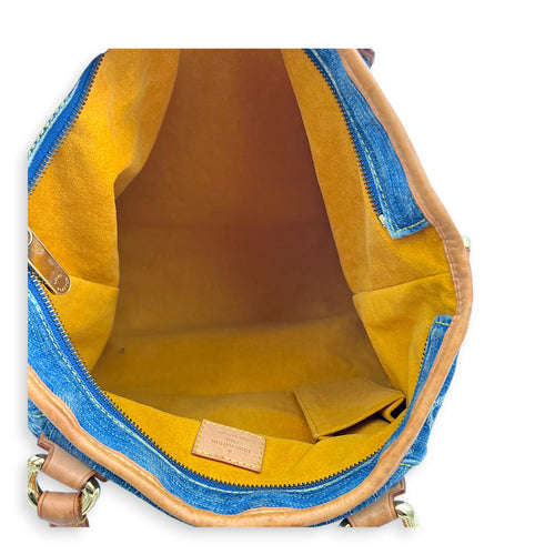 Cabby Top Handle Bag Blue in Denim, Gold hardware