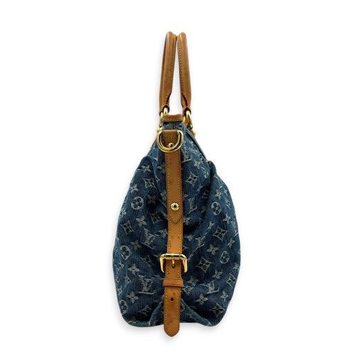 Cabby Top Handle Bag Blue in Denim, Gold hardware