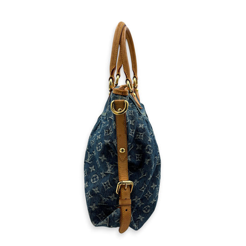 Cabby Top Handle Bag Blue in Denim, Gold hardware