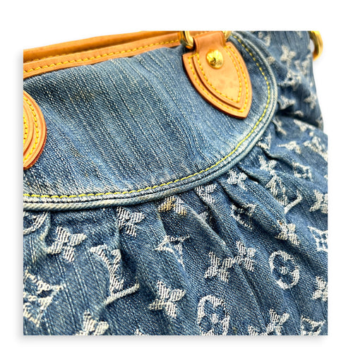 Cabby Top Handle Bag Blue in Denim, Gold hardware