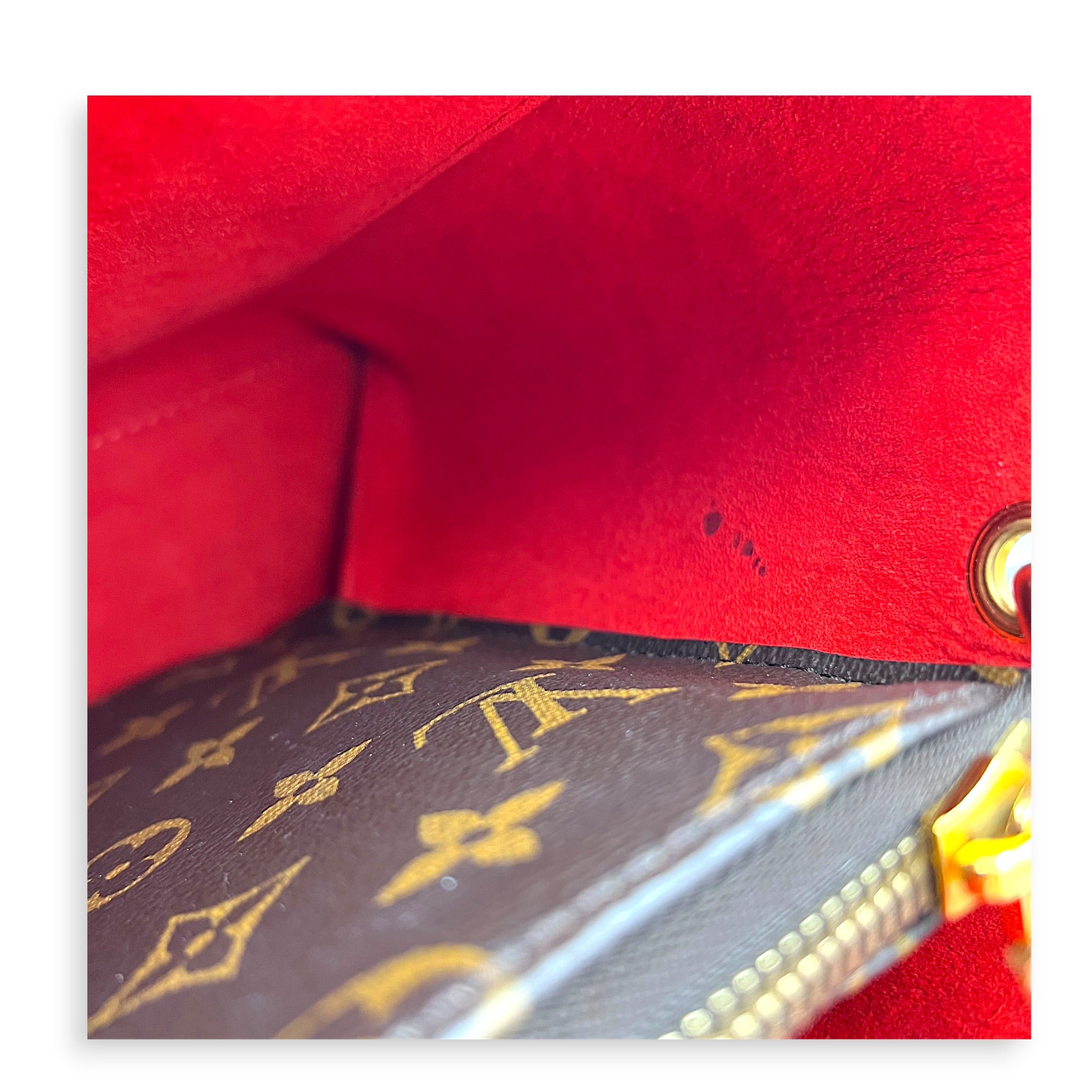 Flower Top Handle Bag Brown in Monogram Coated Canvas, Gold hardware