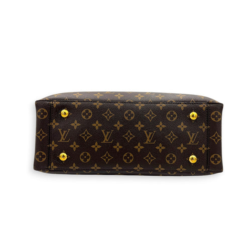Flower Top Handle Bag Brown in Monogram Coated Canvas, Gold hardware