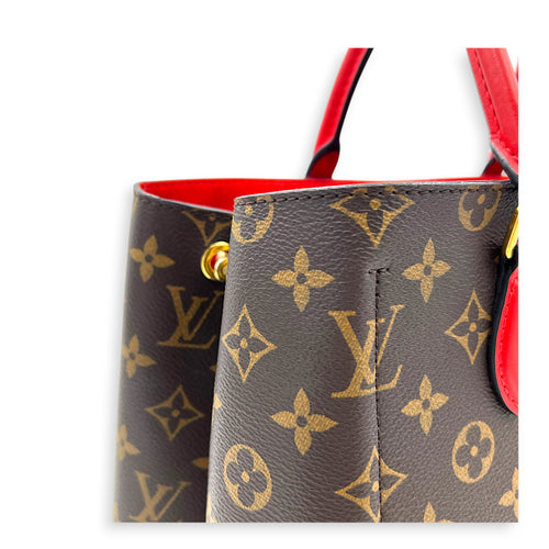 Flower Top Handle Bag Brown in Monogram Coated Canvas, Gold hardware