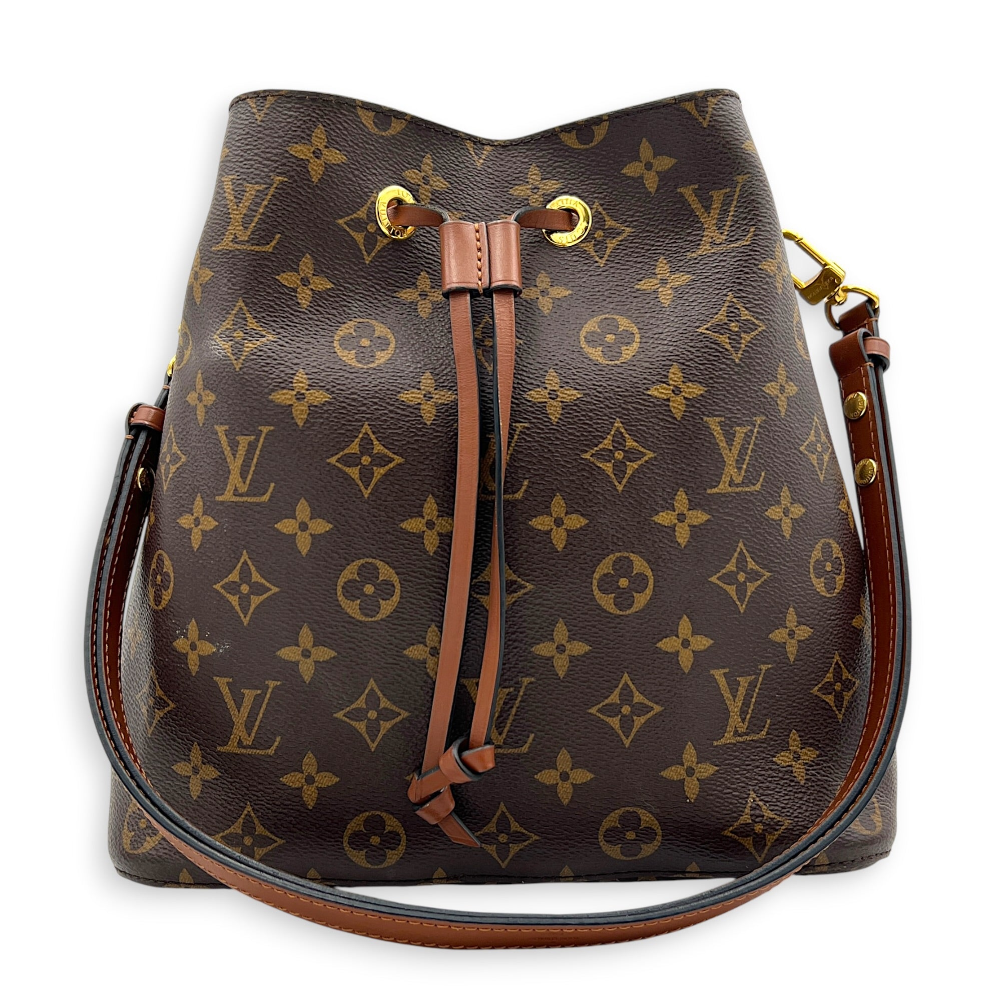 NeoNoe Bucket Bag Brown in Monogram Coated Canvas, Gold hardware