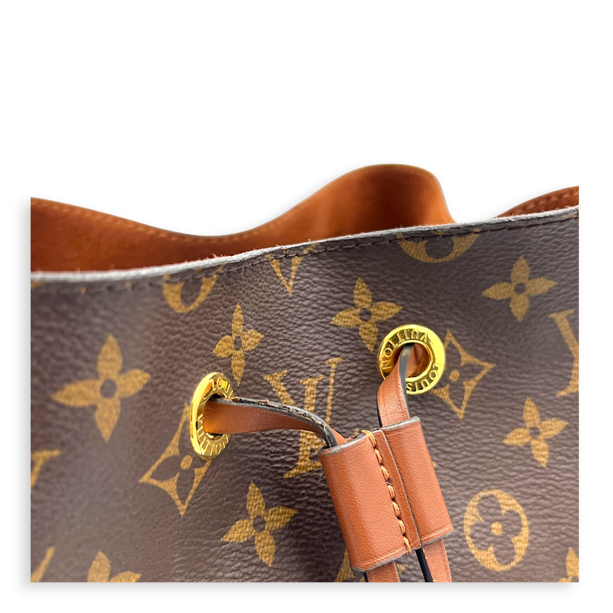 NeoNoe Bucket Bag Brown in Monogram Coated Canvas, Gold hardware
