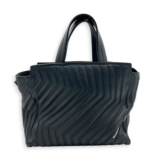 Car Top Handle Bag Black in Calfskin, Gunmetal hardware