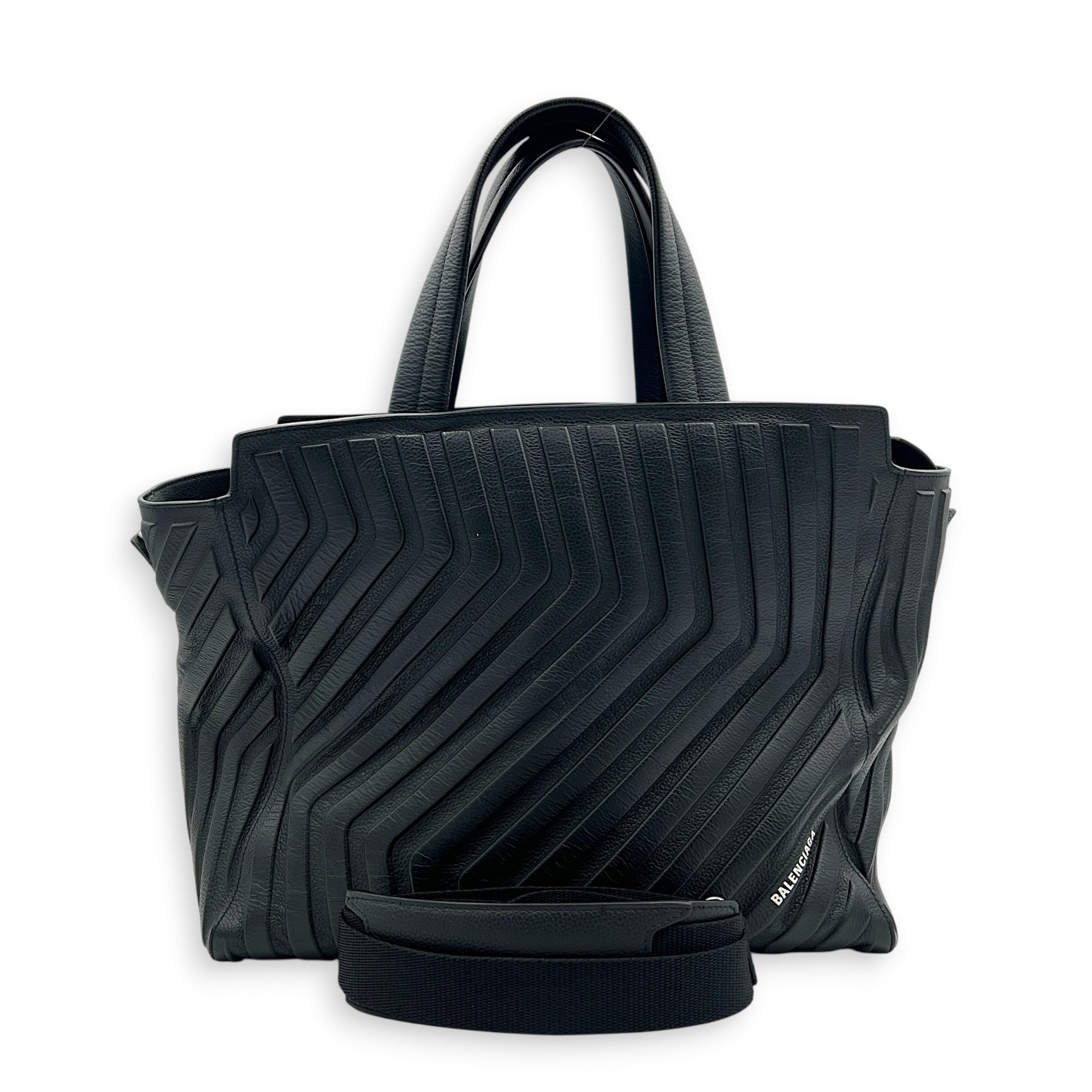 Car Top Handle Bag Black in Calfskin, Gunmetal hardware