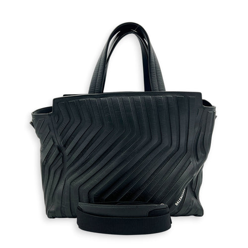 Car Top Handle Bag Black in Calfskin, Gunmetal hardware