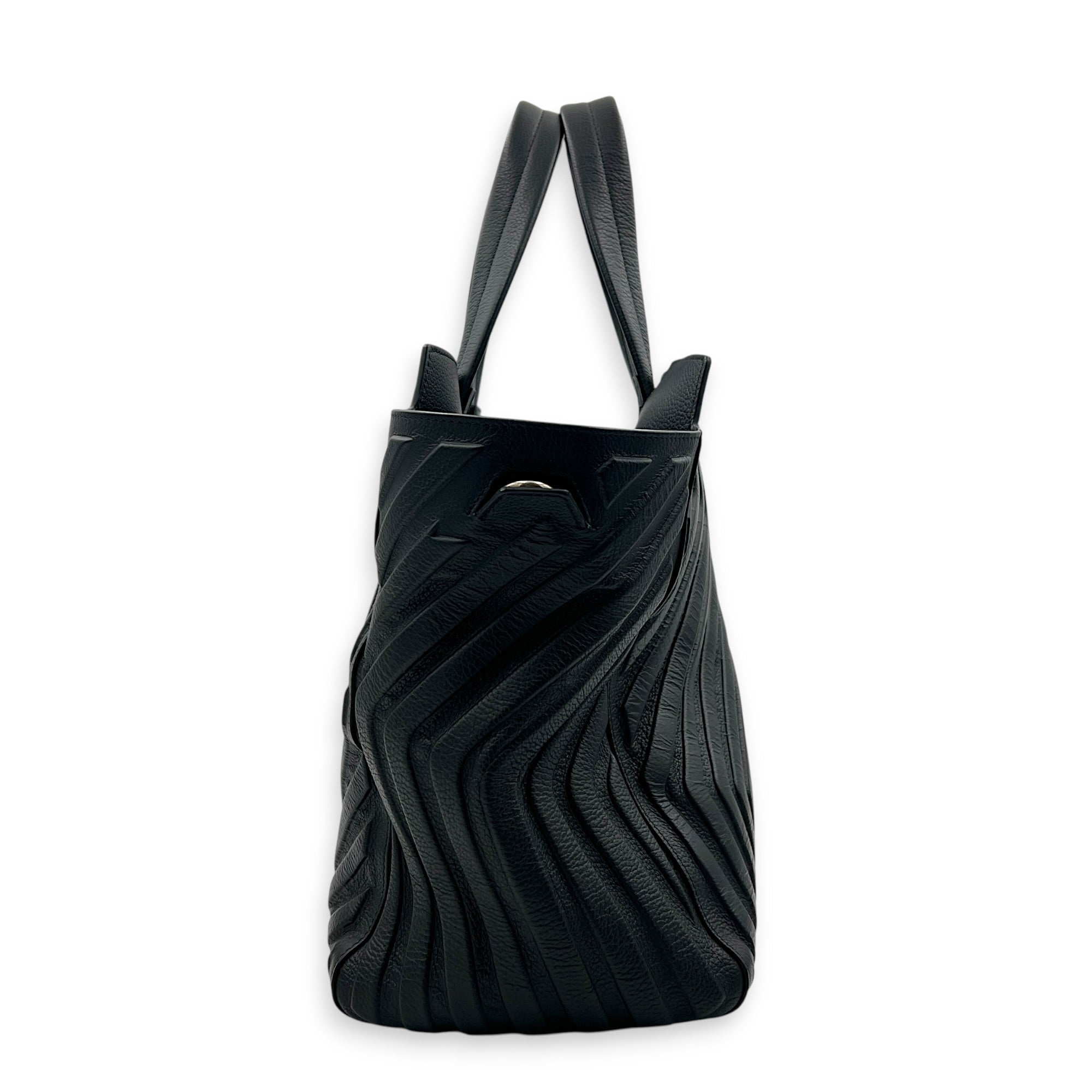 Car Top Handle Bag Black in Calfskin, Gunmetal hardware