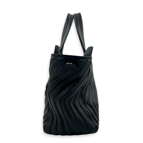 Car Top Handle Bag Black in Calfskin, Gunmetal hardware
