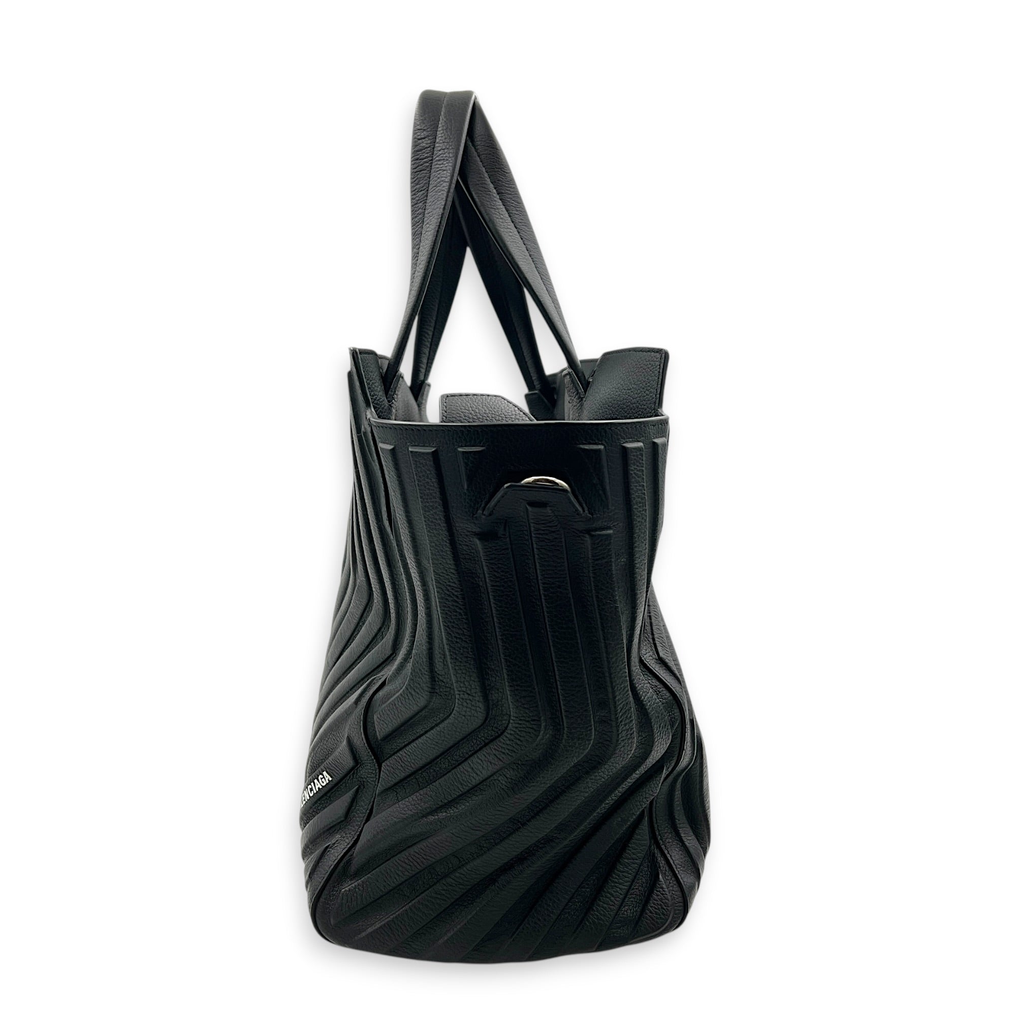 Car Top Handle Bag Black in Calfskin, Gunmetal hardware