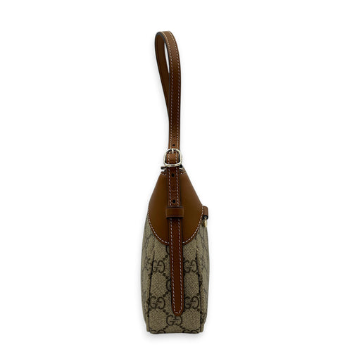 Emblem Shoulder Bag Brown in Coated Canvas, Gold hardware