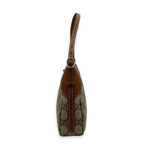 Emblem Shoulder Bag Brown in Coated Canvas, Gold hardware