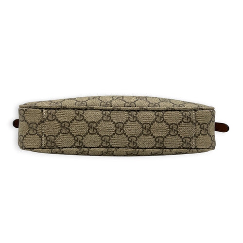 Emblem Shoulder Bag Brown in Coated Canvas, Gold hardware