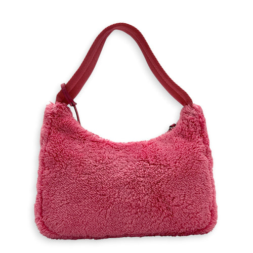 Re-Edition Shoulder Bag Pink in Terry Cloth, Silver hardware
