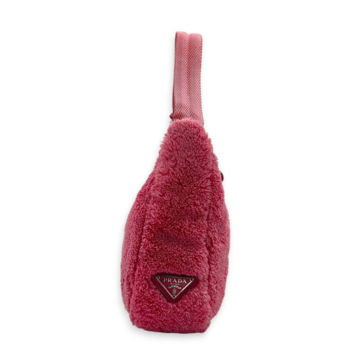 Re-Edition Shoulder Bag Pink in Terry Cloth, Silver hardware