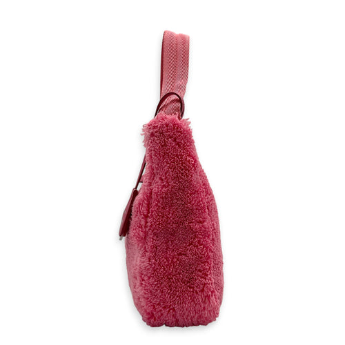 Re-Edition Shoulder Bag Pink in Terry Cloth, Silver hardware