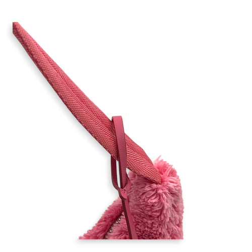Re-Edition Shoulder Bag Pink in Terry Cloth, Silver hardware