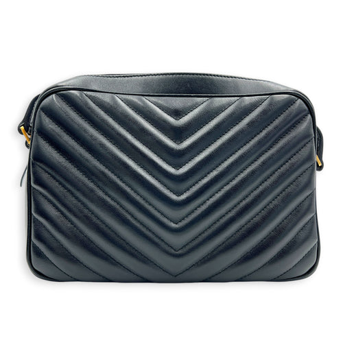 Lou Shoulder Bag Black in Calfskin, Gold hardware