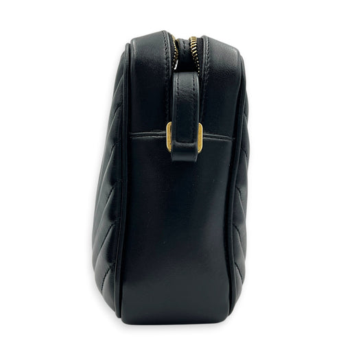 Lou Shoulder Bag Black in Calfskin, Gold hardware