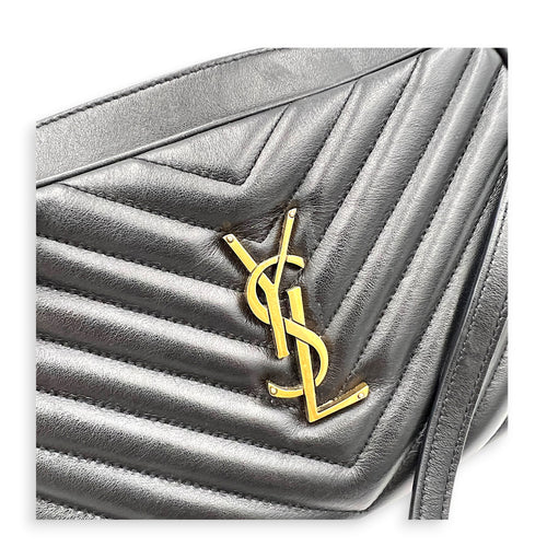 Lou Shoulder Bag Black in Calfskin, Gold hardware