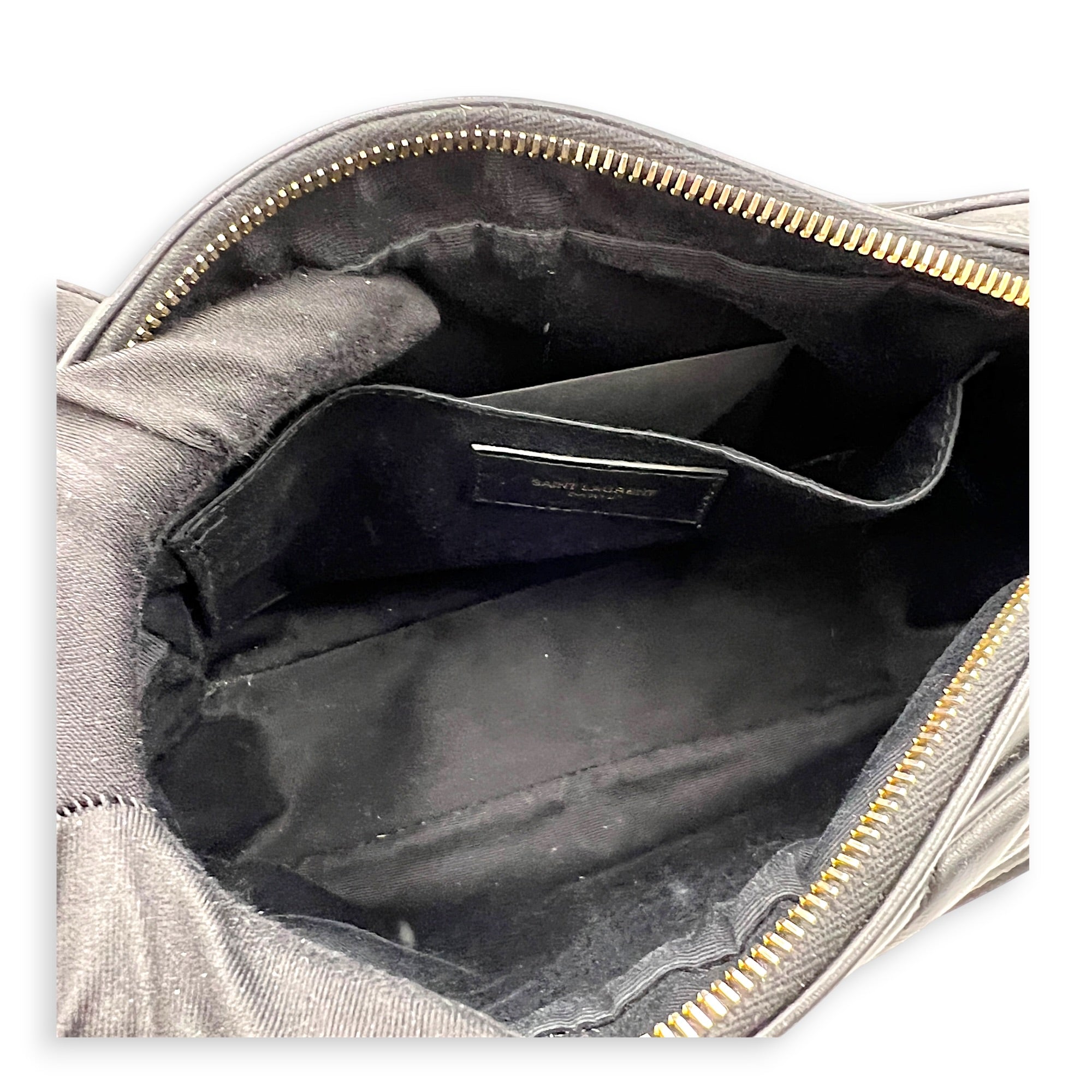 Lou Shoulder Bag Black in Calfskin, Gold hardware