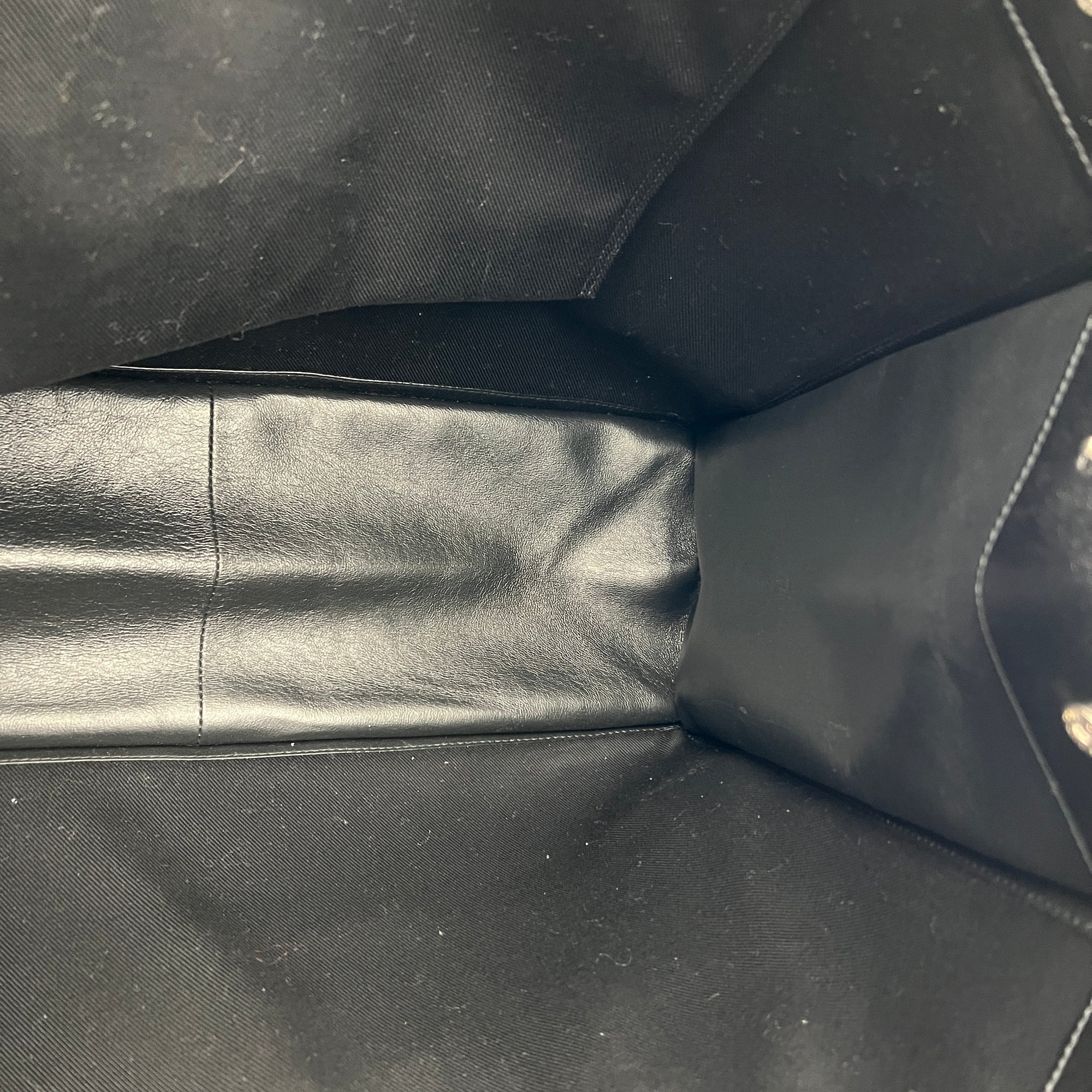 Rive Gauche Black Tote Bag in Calfskin, Silver hardware