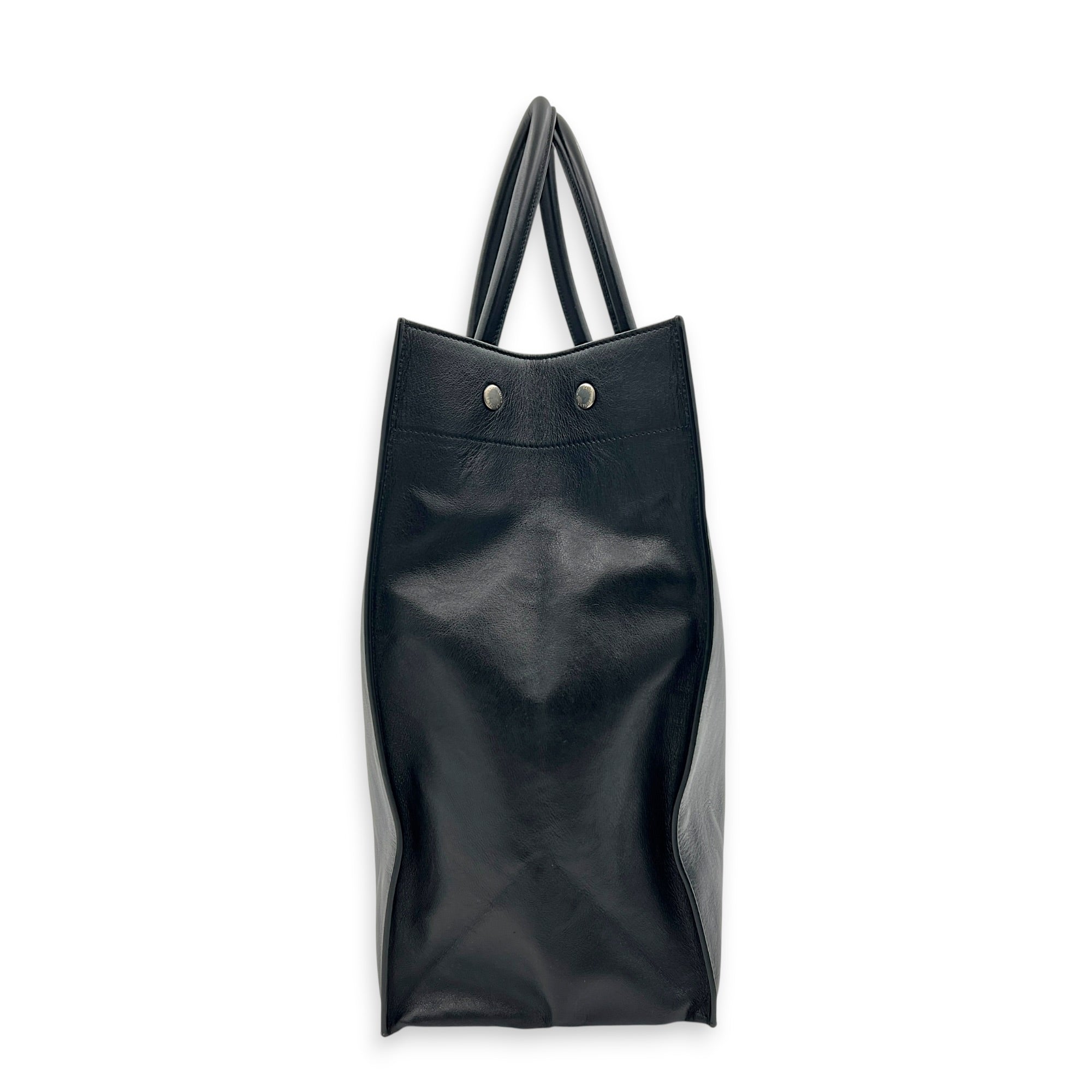 Rive Gauche Black Tote Bag in Calfskin, Silver hardware
