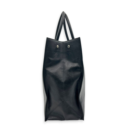 Rive Gauche Black Tote Bag in Calfskin, Silver hardware