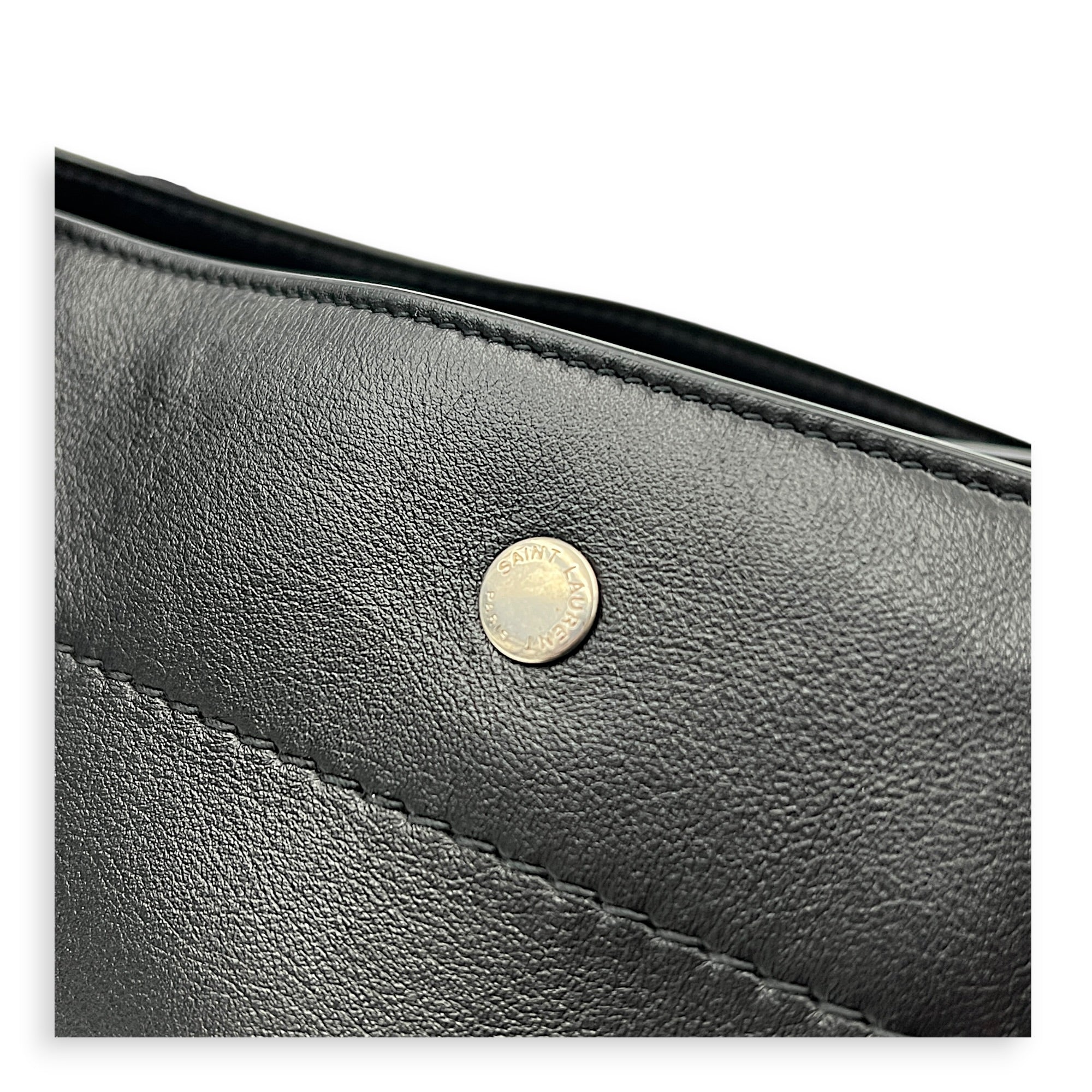 Rive Gauche Black Tote Bag in Calfskin, Silver hardware