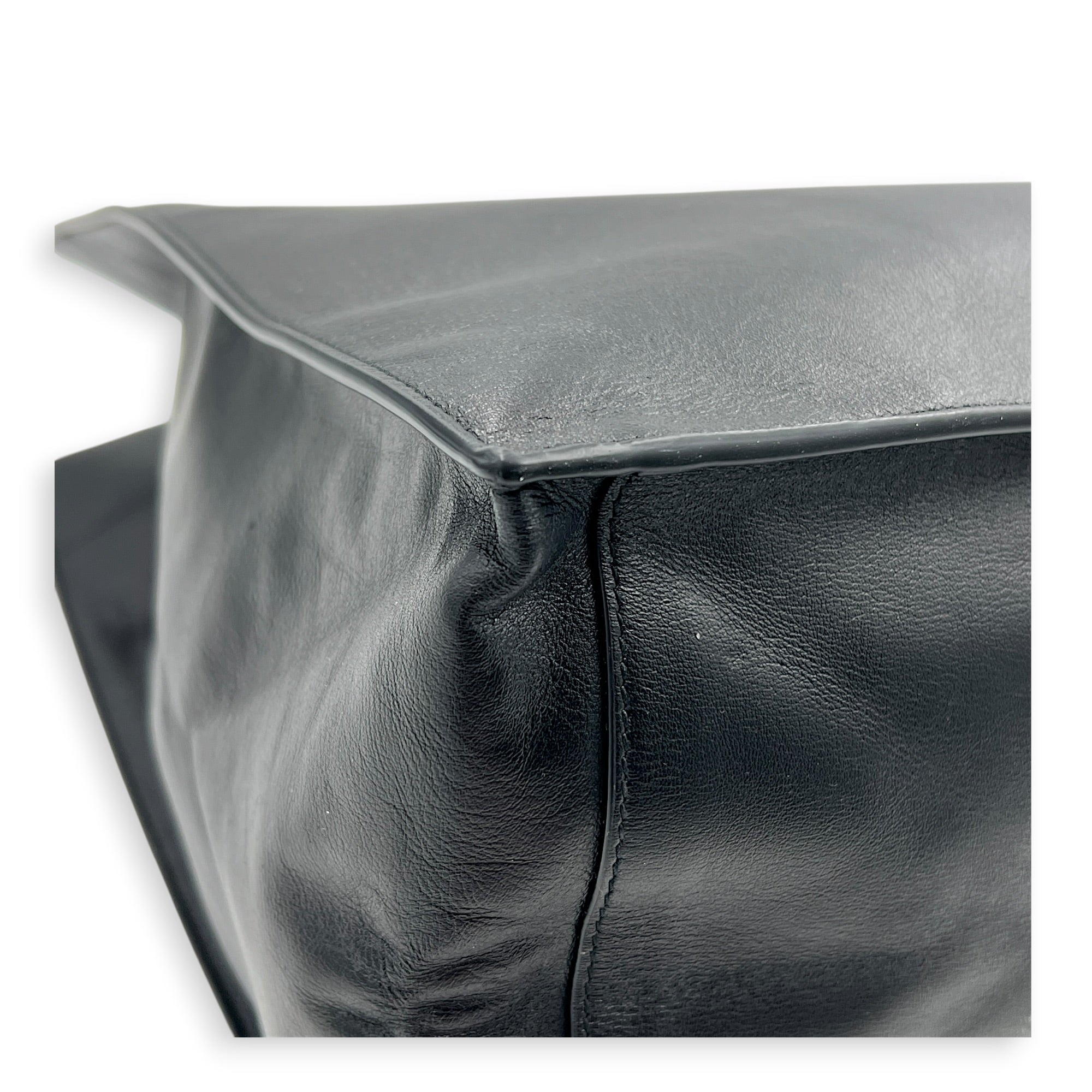 Rive Gauche Black Tote Bag in Calfskin, Silver hardware