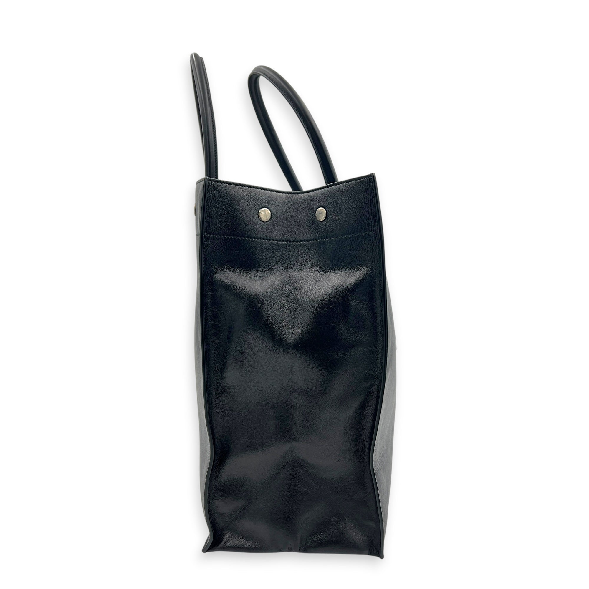 Rive Gauche Black Tote Bag in Calfskin, Silver hardware