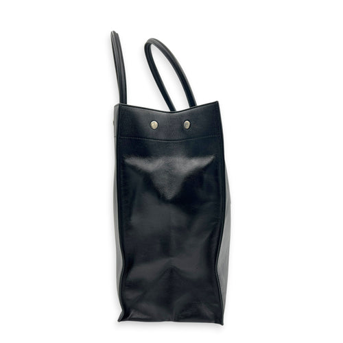 Rive Gauche Black Tote Bag in Calfskin, Silver hardware