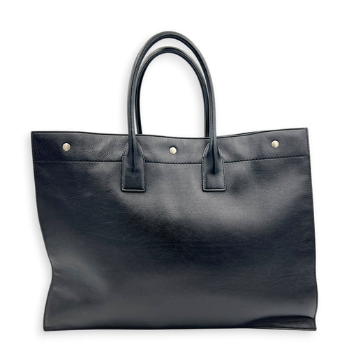 Rive Gauche Black Tote Bag in Calfskin, Silver hardware