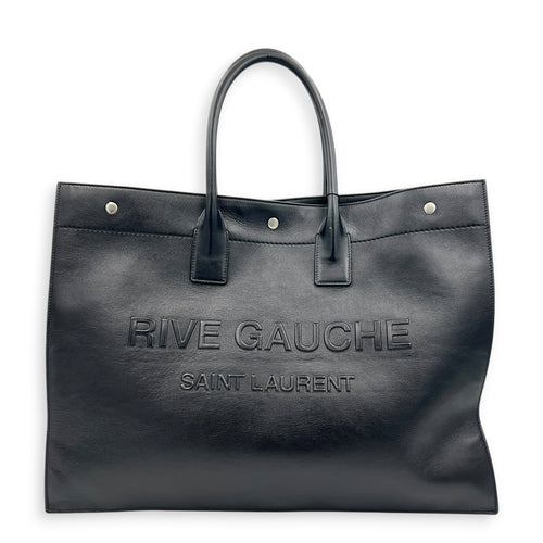 Rive Gauche Black Tote Bag in Calfskin, Silver hardware