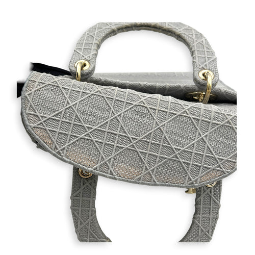 Lady D-Lite Top Handle Bag Grey in Canvas, Gold hardware