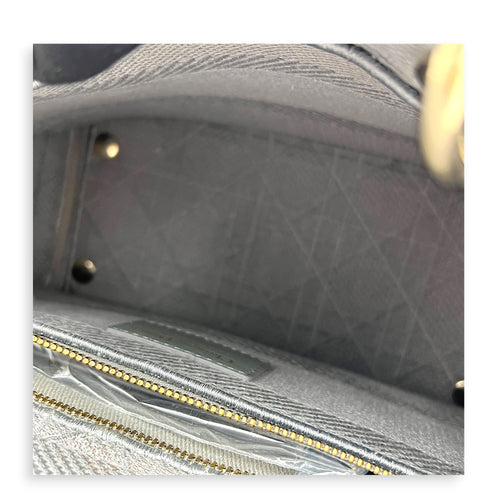 Lady D-Lite Top Handle Bag Grey in Canvas, Gold hardware