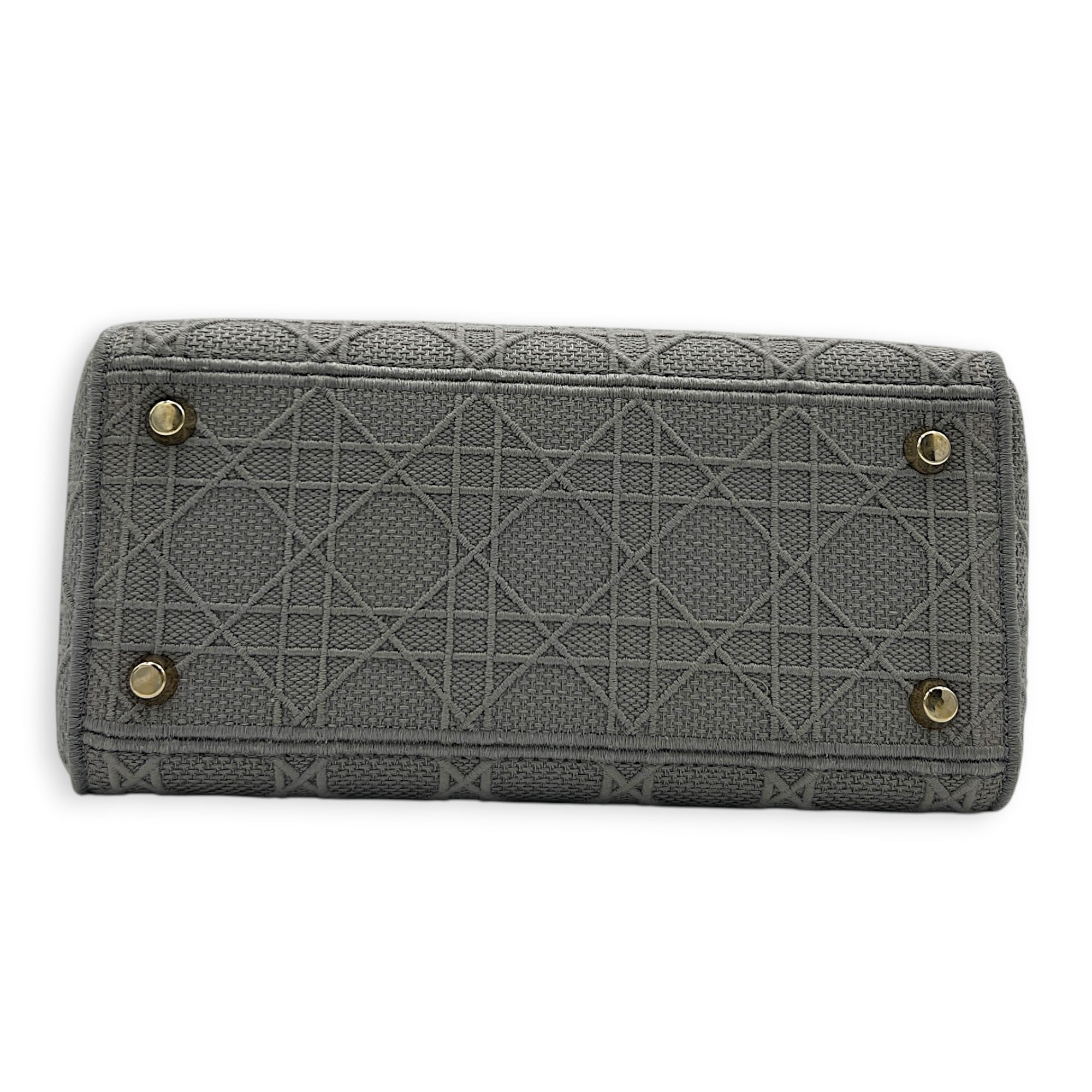 Lady D-Lite Top Handle Bag Grey in Canvas, Gold hardware