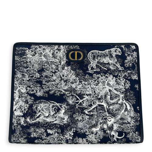 Montaigne 30 Pouch Blue in Jacquard, Gold hardware