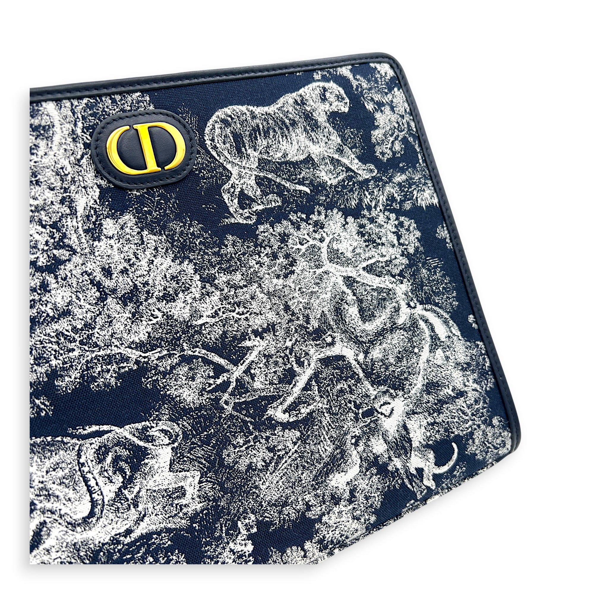 Montaigne 30 Pouch Blue in Jacquard, Gold hardware